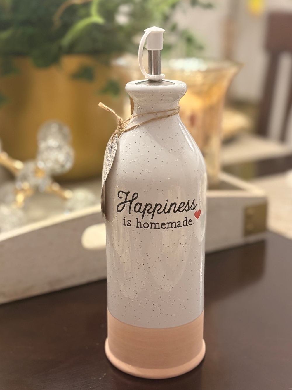 Ceramic and clay oil Dispenser - "Happiness is homemade"